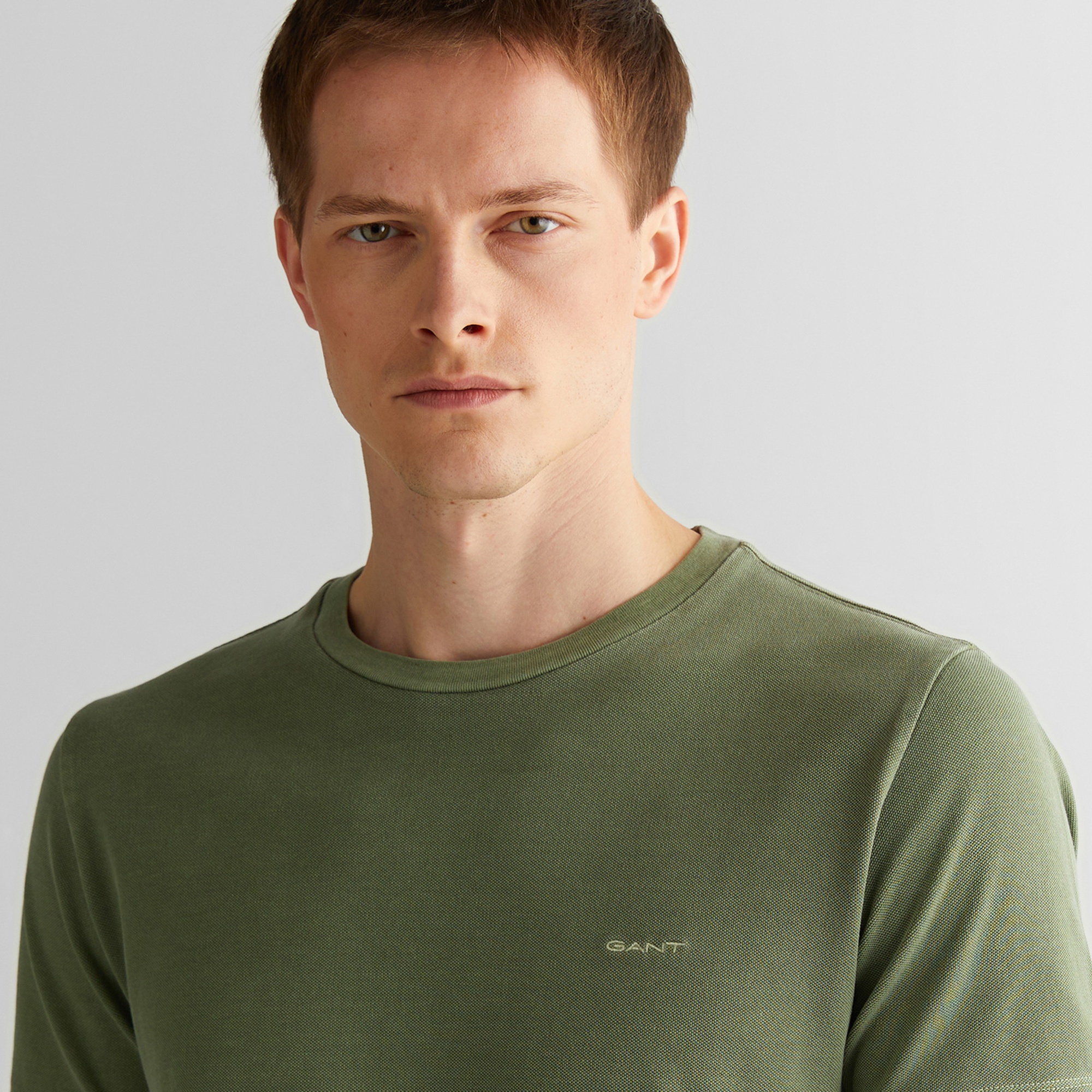 GANT Erkek Yeşil Slim Fit Bisiklet Yaka T-Shirt