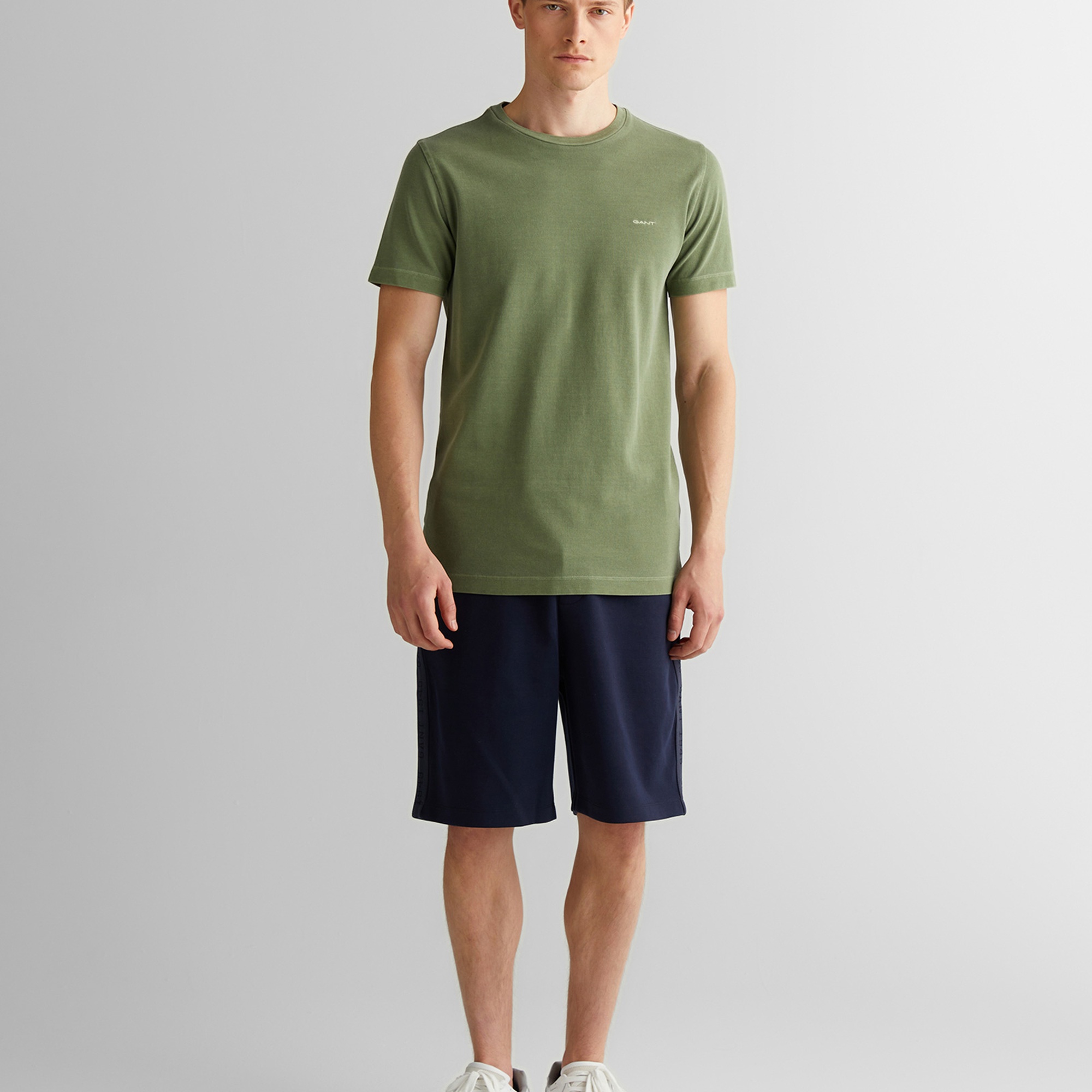GANT Erkek Yeşil Slim Fit Bisiklet Yaka T-Shirt