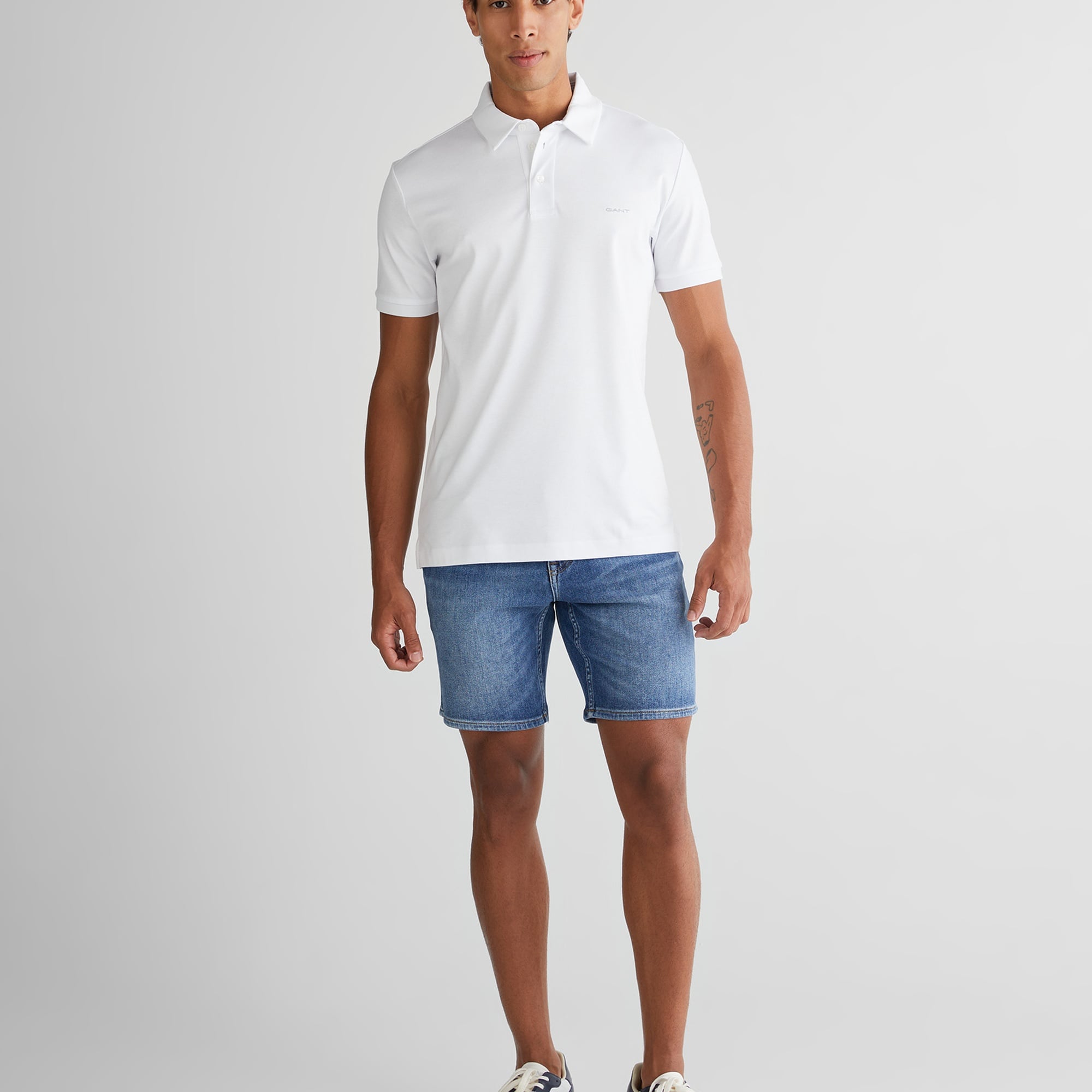 GANT Erkek Beyaz Slim Fit Polo