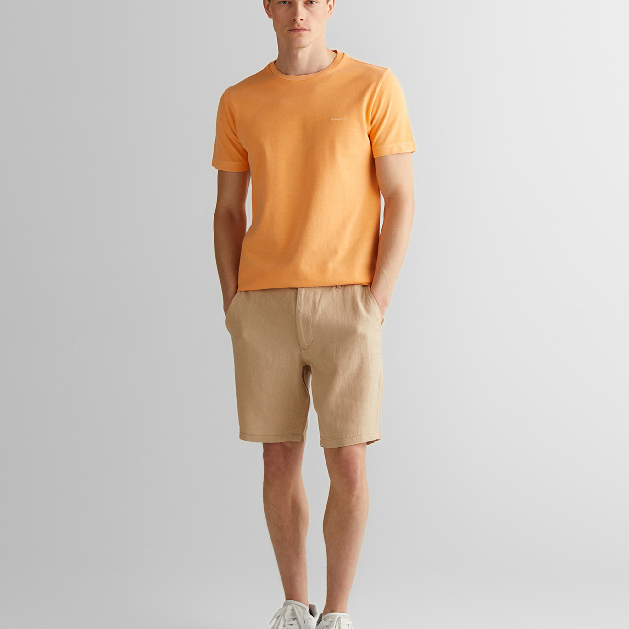 GANT Erkek Turuncu Slim Fit Bisiklet Yaka T-Shirt