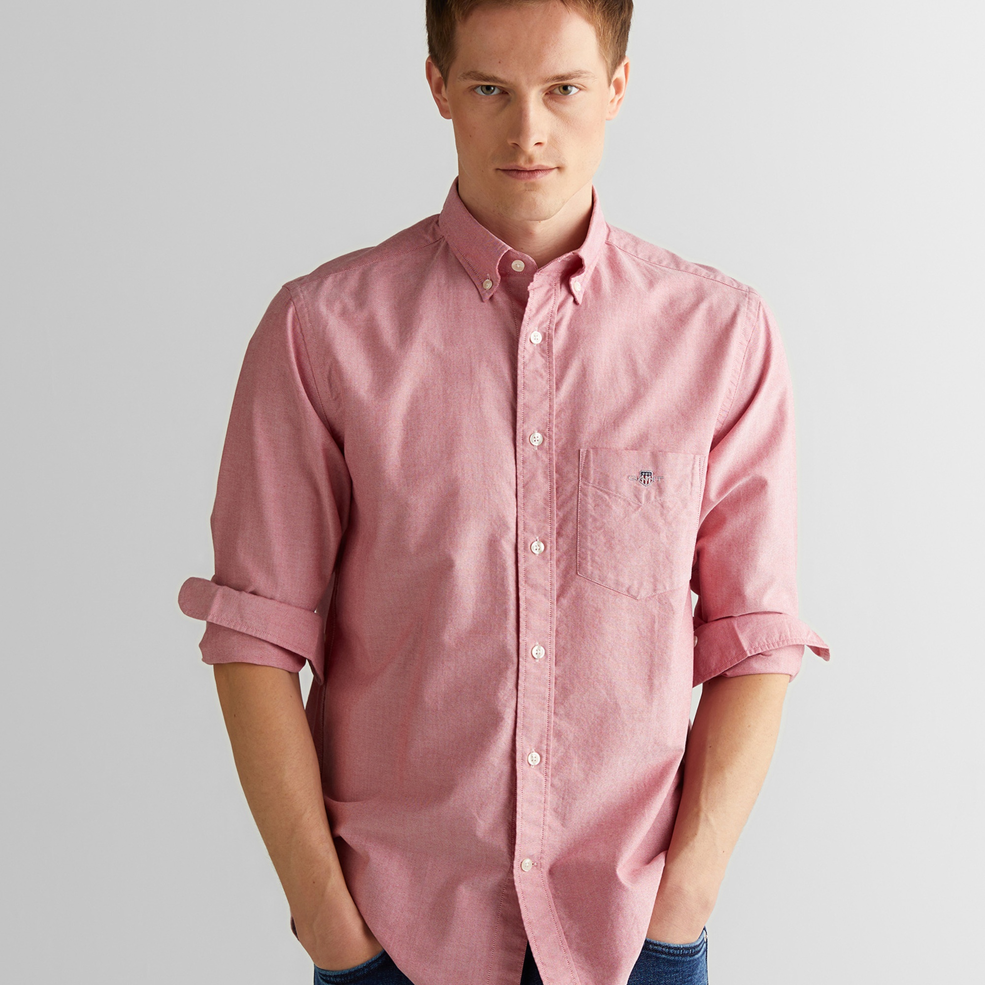 GANT Erkek Kırmızı Regular Fit Düğmeli Yaka Gömlek