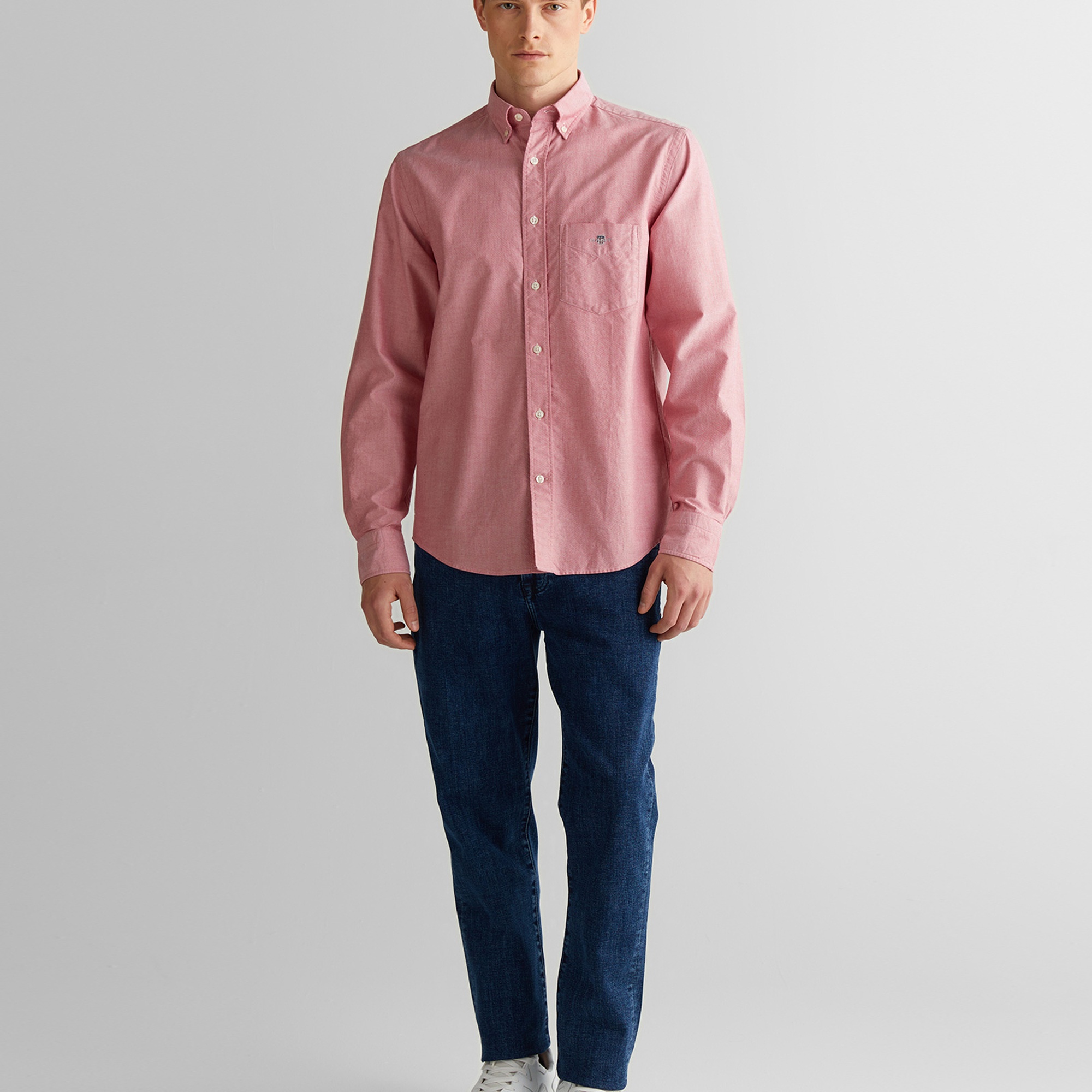 GANT Erkek Kırmızı Regular Fit Düğmeli Yaka Gömlek