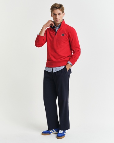  GANT Erkek Kırmızı Regular Fit Yarım Fermuarlı Logolu Sweatshirt