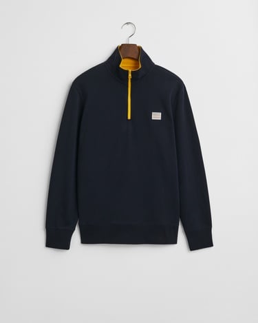  GANT Erkek Lacivert Regular Fit Yarım Fermuarlı Logolu Sweatshirt