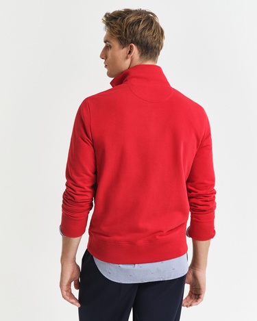  GANT Erkek Kırmızı Regular Fit Yarım Fermuarlı Logolu Sweatshirt