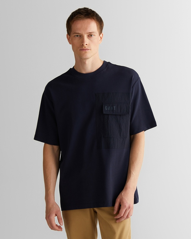  GANT Erkek Lacivert Relaxed Fit Bisiklet Yaka Logolu T-Shirt