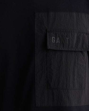  GANT Erkek Siyah Relaxed Fit Bisiklet Yaka Logolu T-Shirt