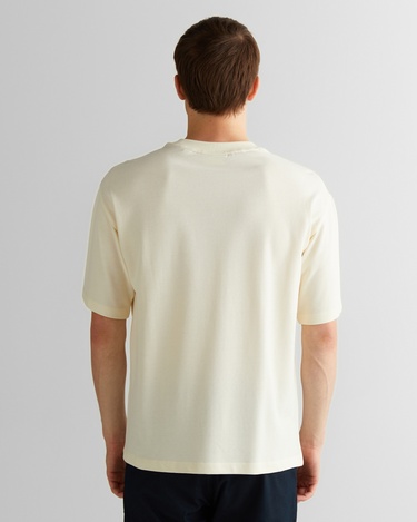 GANT Erkek Krem Relaxed Fit Bisiklet Yaka Logolu T-Shirt