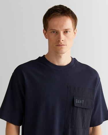  GANT Erkek Lacivert Relaxed Fit Bisiklet Yaka Logolu T-Shirt
