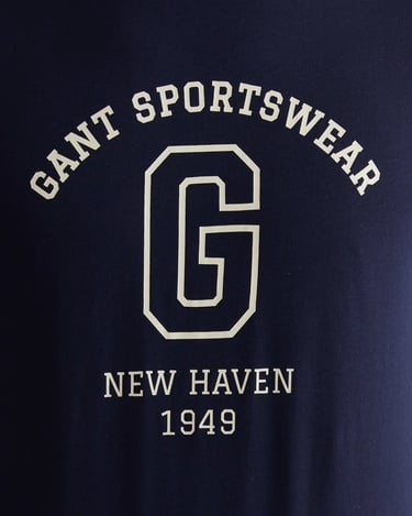  GANT Erkek Lacivert Regular Fit Bisiklet Yaka Logolu T-Shirt