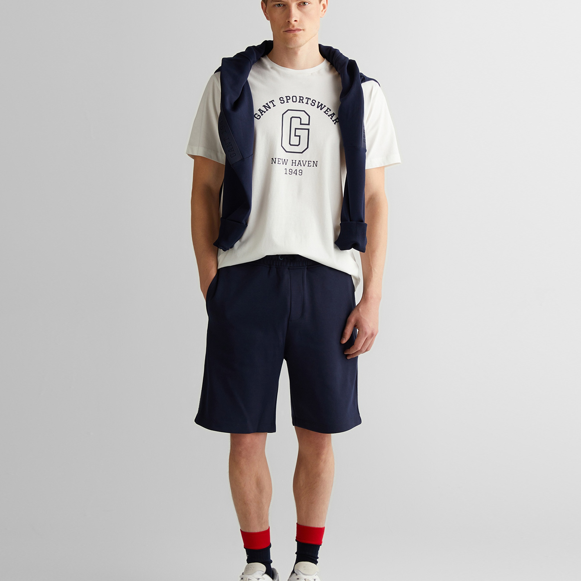 GANT Erkek Krem Regular Fit Bisiklet Yaka Logolu T-Shirt