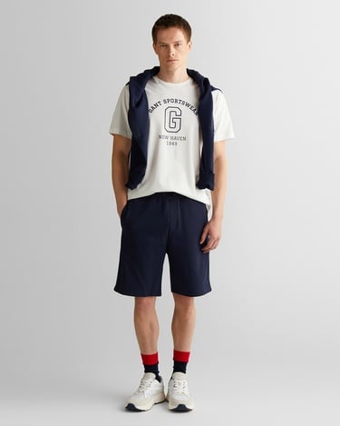 GANT Erkek Krem Regular Fit Bisiklet Yaka Logolu T-Shirt