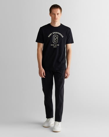  GANT Erkek Siyah Regular Fit Bisiklet Yaka Logolu T-Shirt