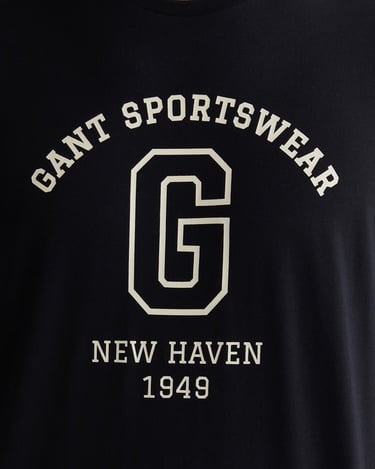  GANT Erkek Siyah Regular Fit Bisiklet Yaka Logolu T-Shirt
