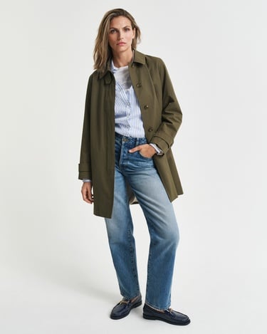  GANT Kadın Mavi Regular Fit Klasik Yaka Çizgili Keten Gömlek