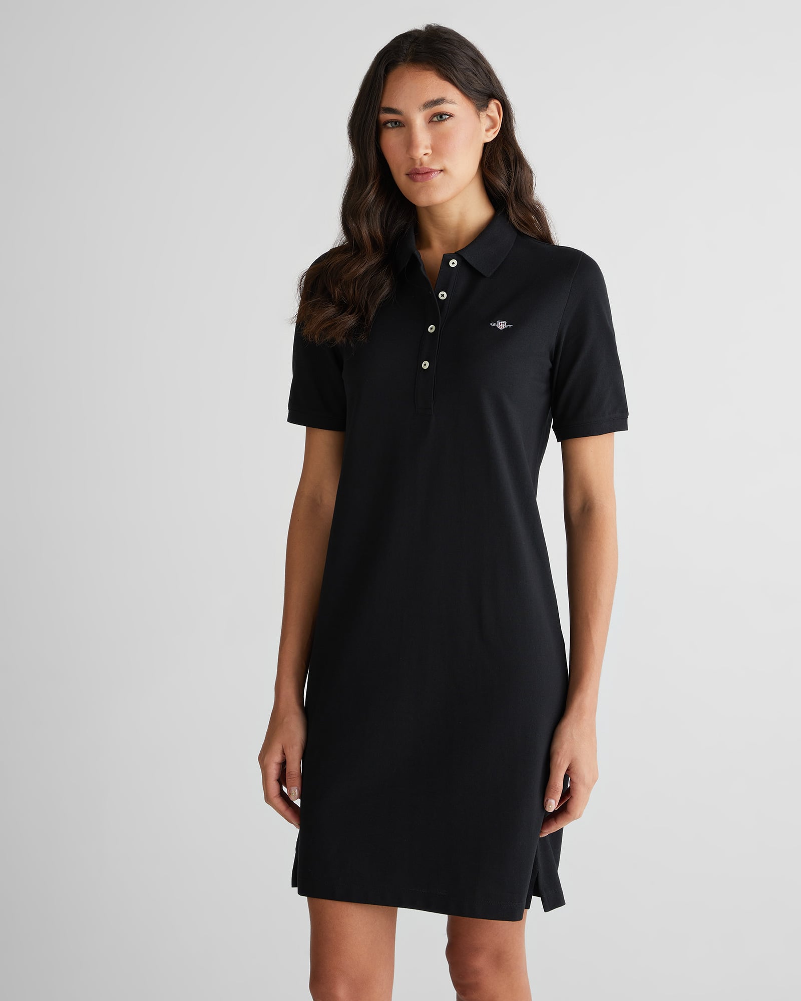  GANT Kadın Siyah Regular Fit Polo Yaka Elbise