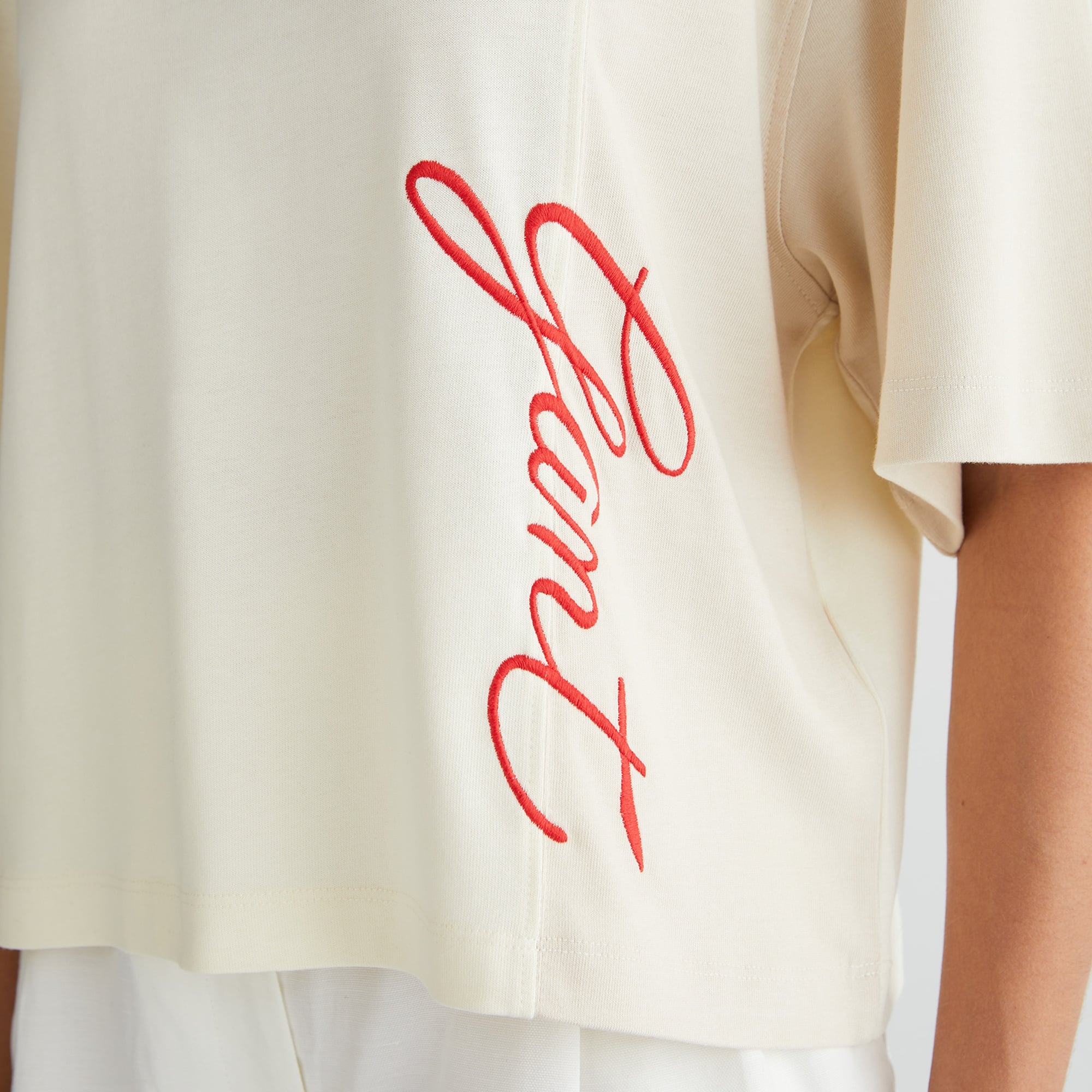 GANT Kadın Beyaz Bisiklet Yaka Renk Bloklu T-Shirt