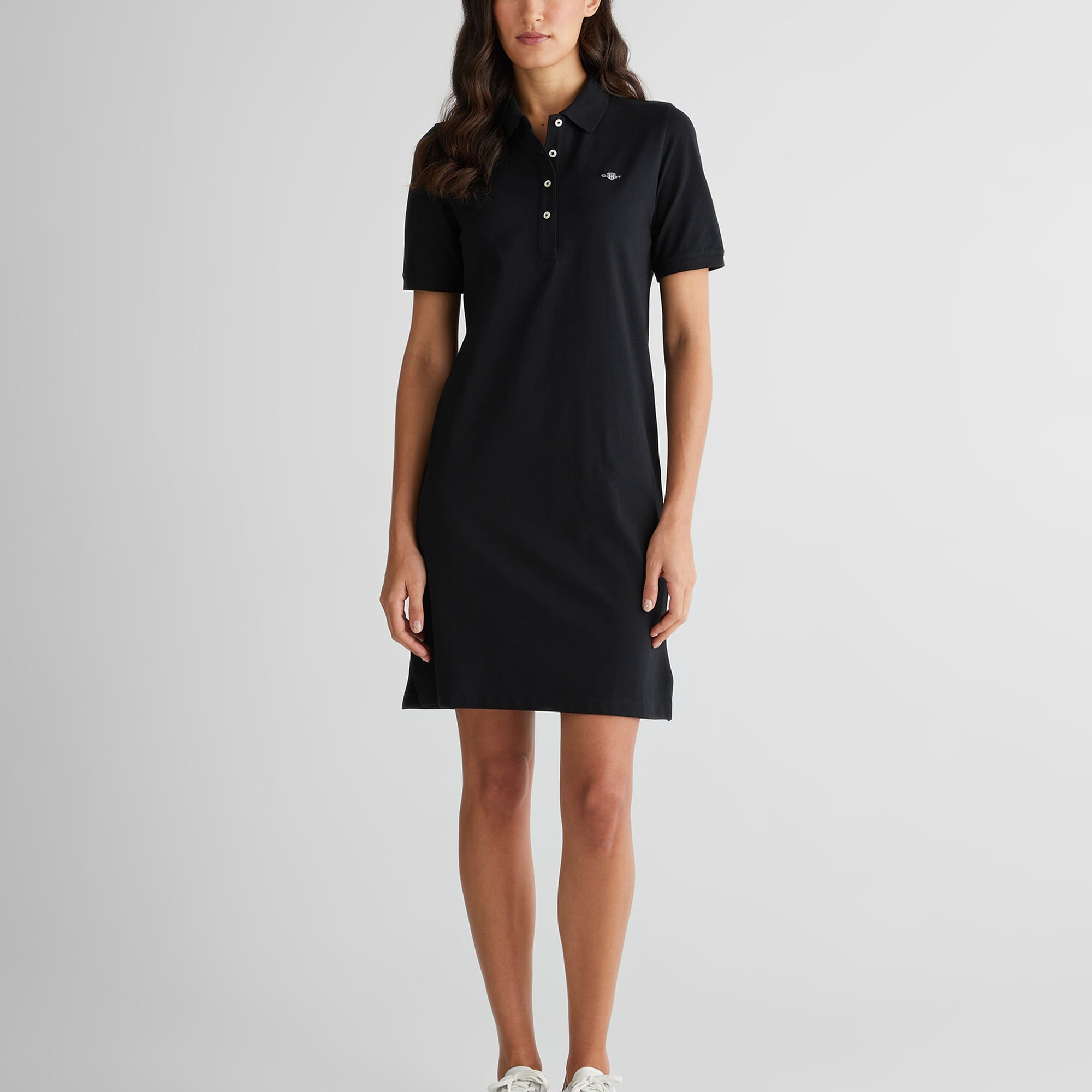 GANT Kadın Siyah Regular Fit Polo Yaka Elbise