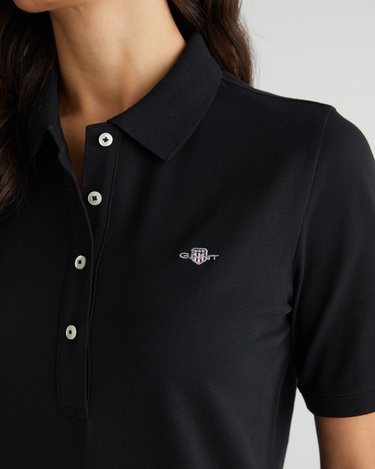  GANT Kadın Siyah Regular Fit Polo Yaka Elbise