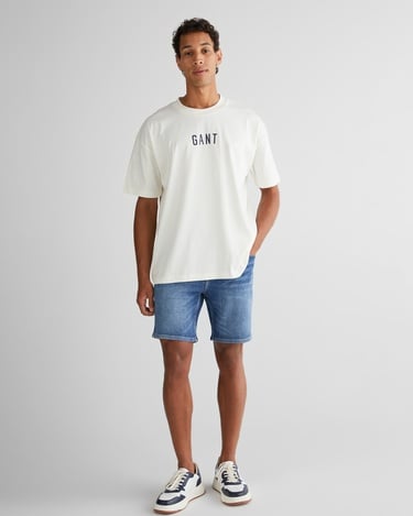  GANT Erkek Krem Relaxed Fit Bisiklet Yaka Logolu T-Shirt