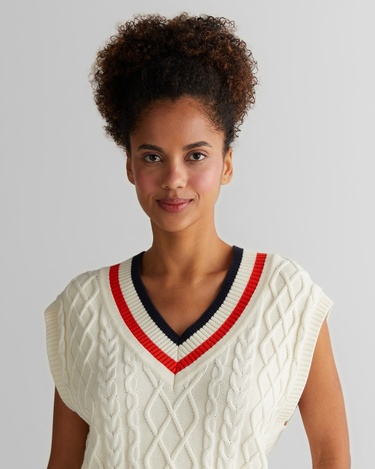  GANT Kadın Krem Relaxed Fit V Yaka Triko