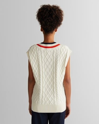  GANT Kadın Krem Relaxed Fit V Yaka Triko