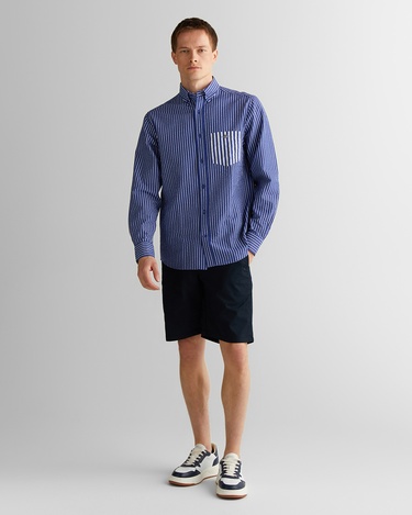  GANT Erkek Lacivert Düğmeli Yaka Çizgili Gömlek
