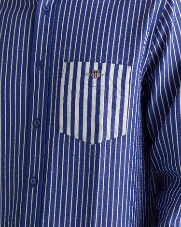  GANT Erkek Lacivert Düğmeli Yaka Çizgili Gömlek