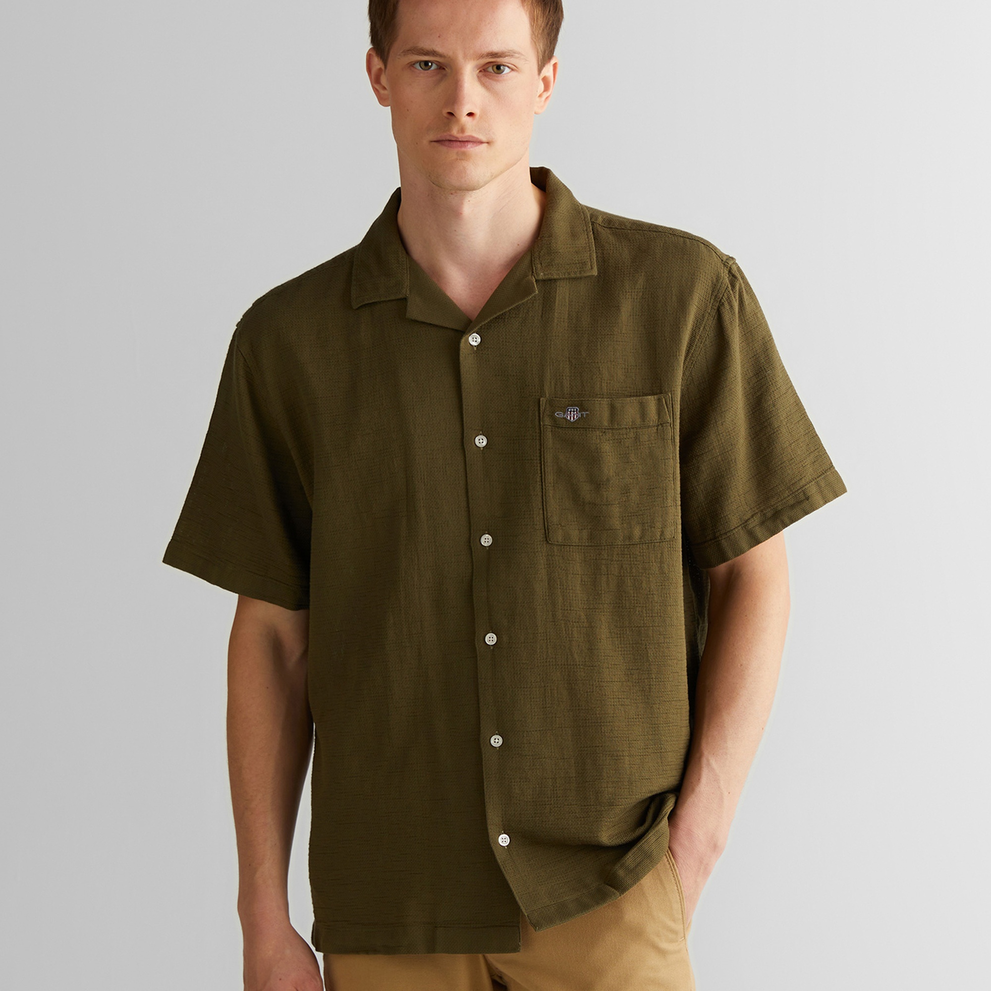 GANT Erkek Yeşil Regular Fit Klasik Yaka Gömlek