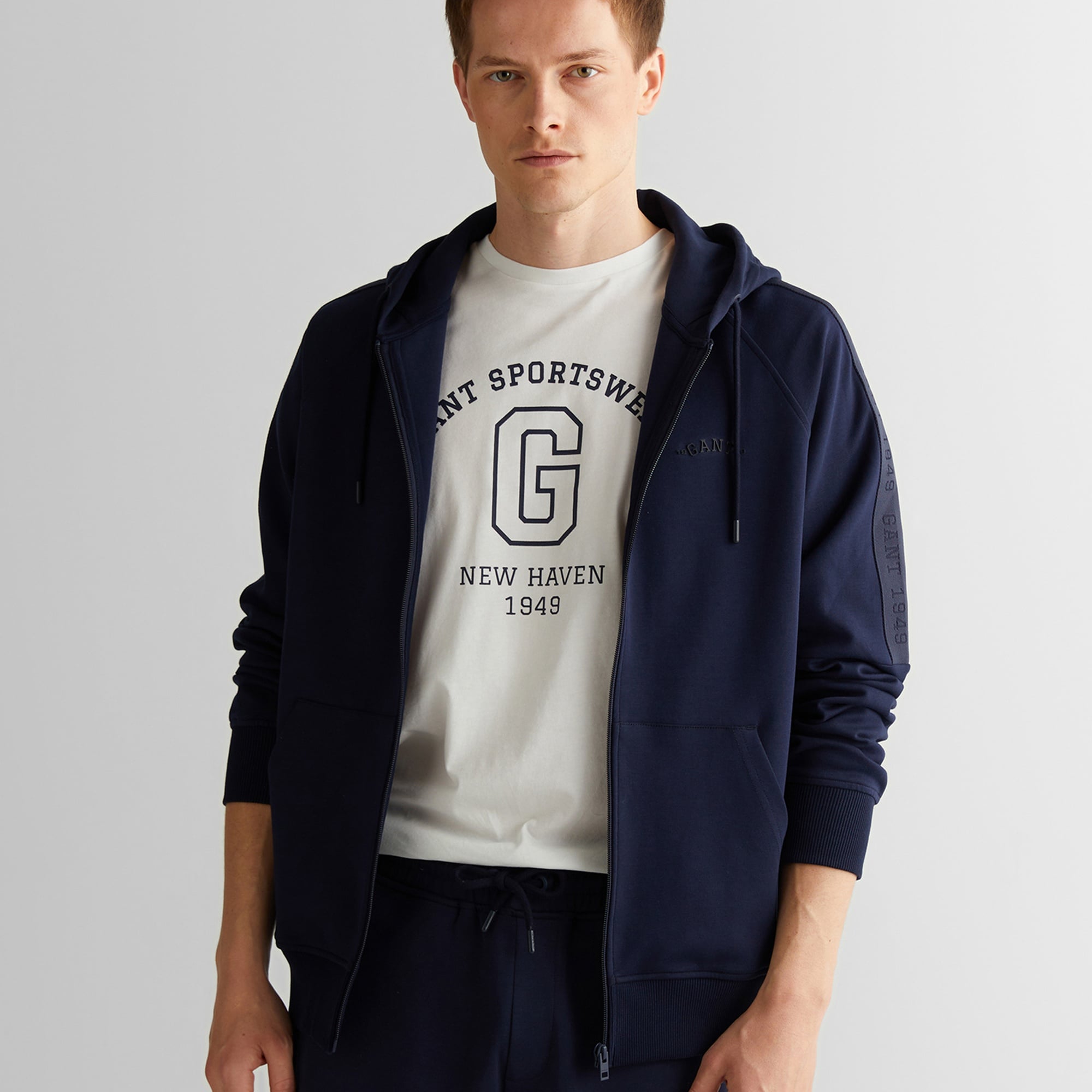 GANT Erkek Lacivert Regular Fit Kapüşonlu Sweatshirt