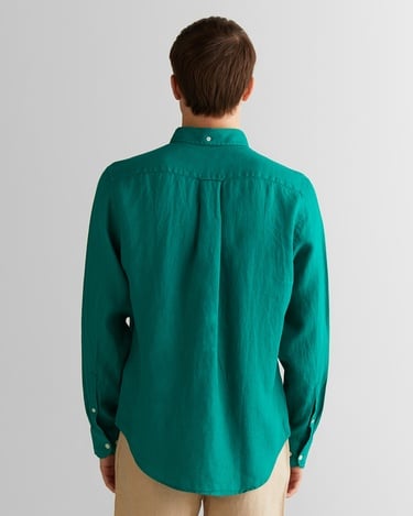  GANT Erkek Yeşil Regular Fit Düğmeli Yaka Keten Gömlek