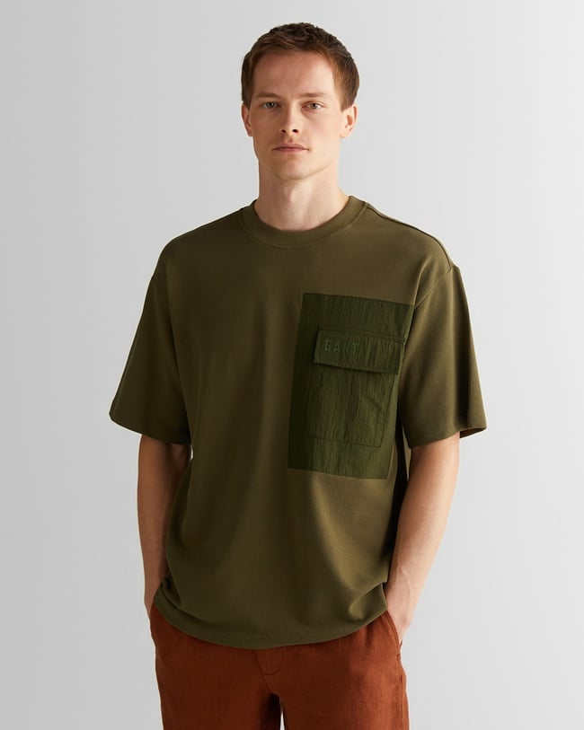  GANT Erkek Yeşil Relaxed Fit Bisiklet Yaka Logolu T-Shirt