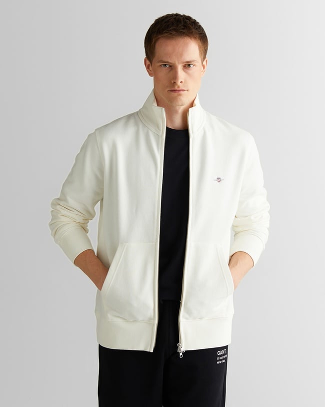 GANT Erkek Beyaz Regular Fit Fermuarlı Sweatshirt