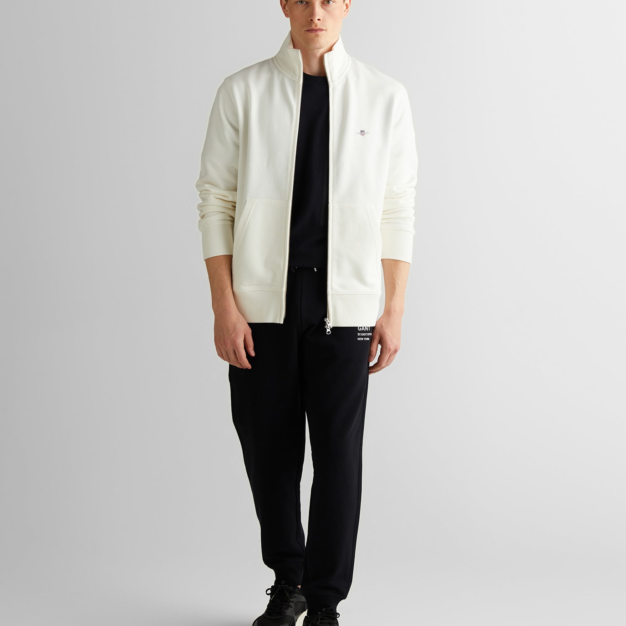 GANT Erkek Beyaz Regular Fit Fermuarlı Sweatshirt