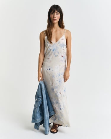  GANT Kadın Pembe Regular Fit V Yaka Desenli Elbise