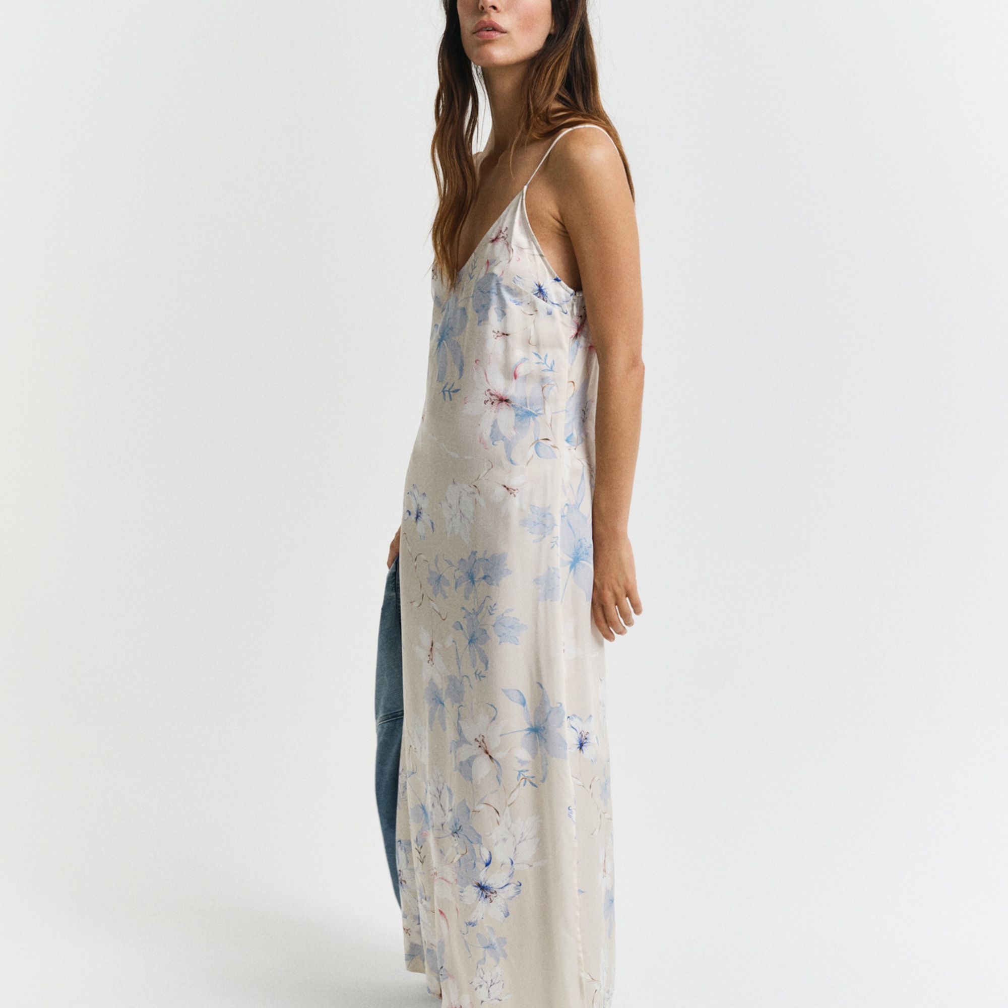 GANT Kadın Pembe Regular Fit V Yaka Desenli Elbise