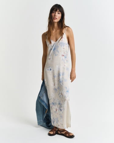  GANT Kadın Pembe Regular Fit V Yaka Desenli Elbise