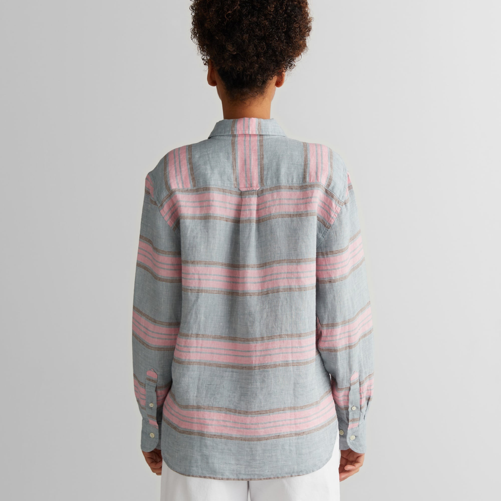 GANT Kadın Gri Klasik Yaka Çizgili Gömlek