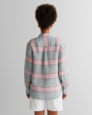  GANT Kadın Gri Klasik Yaka Çizgili Gömlek