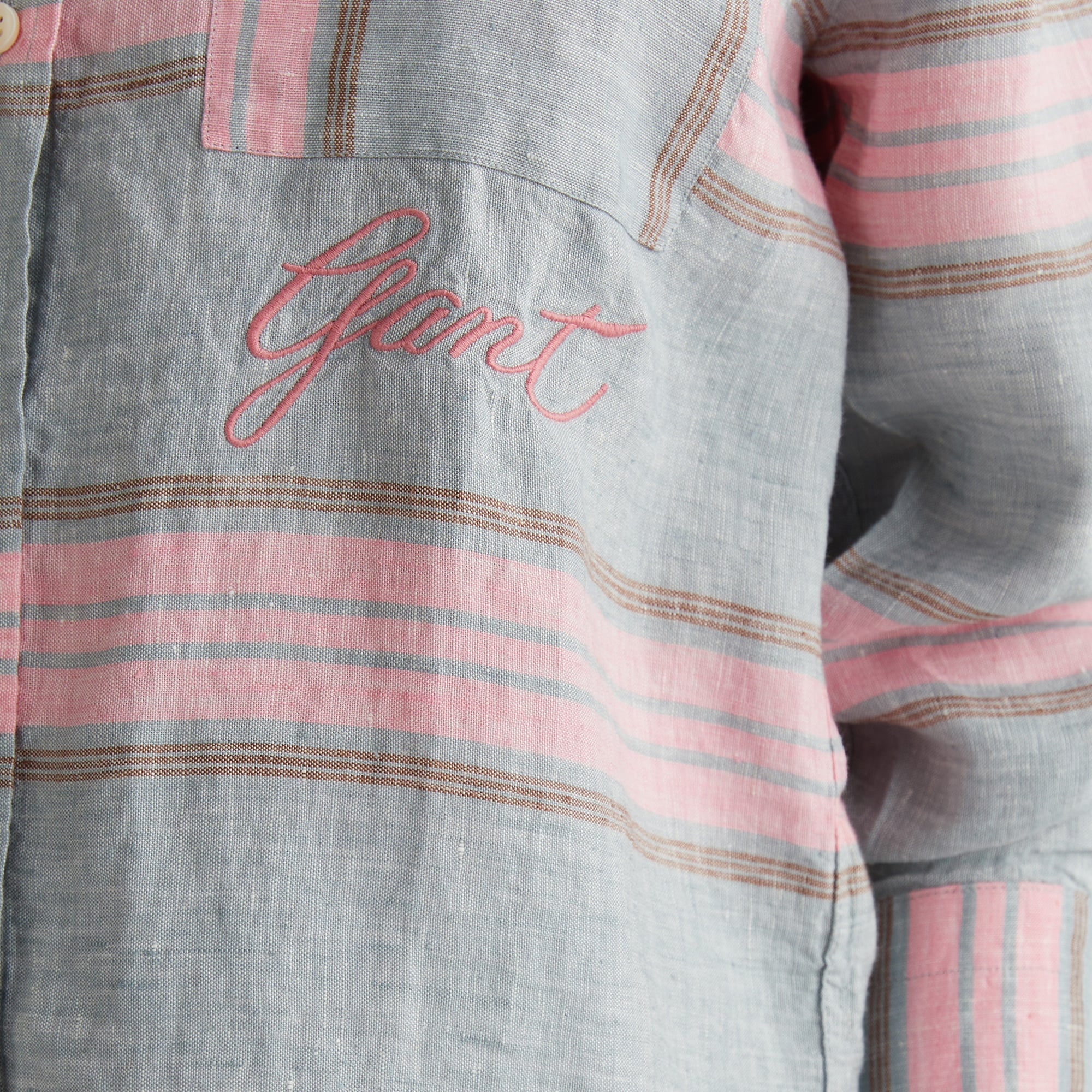 GANT Kadın Gri Klasik Yaka Çizgili Gömlek