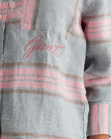  GANT Kadın Gri Klasik Yaka Çizgili Gömlek