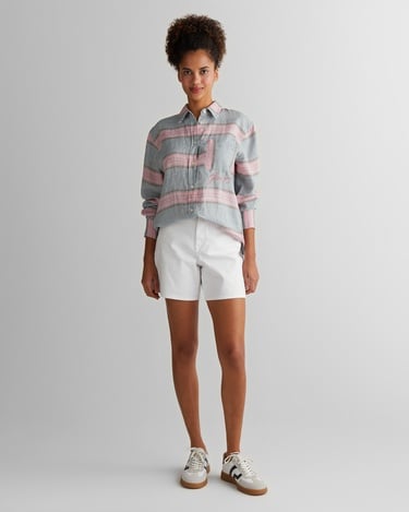  GANT Kadın Gri Klasik Yaka Çizgili Gömlek