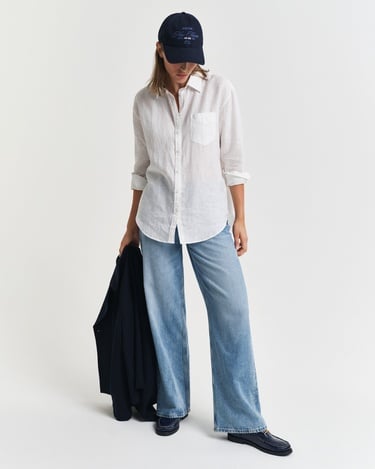  GANT Kadın Beyaz Relaxed Fit Klasik Yaka Gömlek