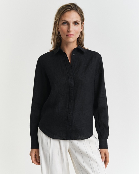  GANT Kadın Siyah Regular Fit Klasik Yaka Gömlek