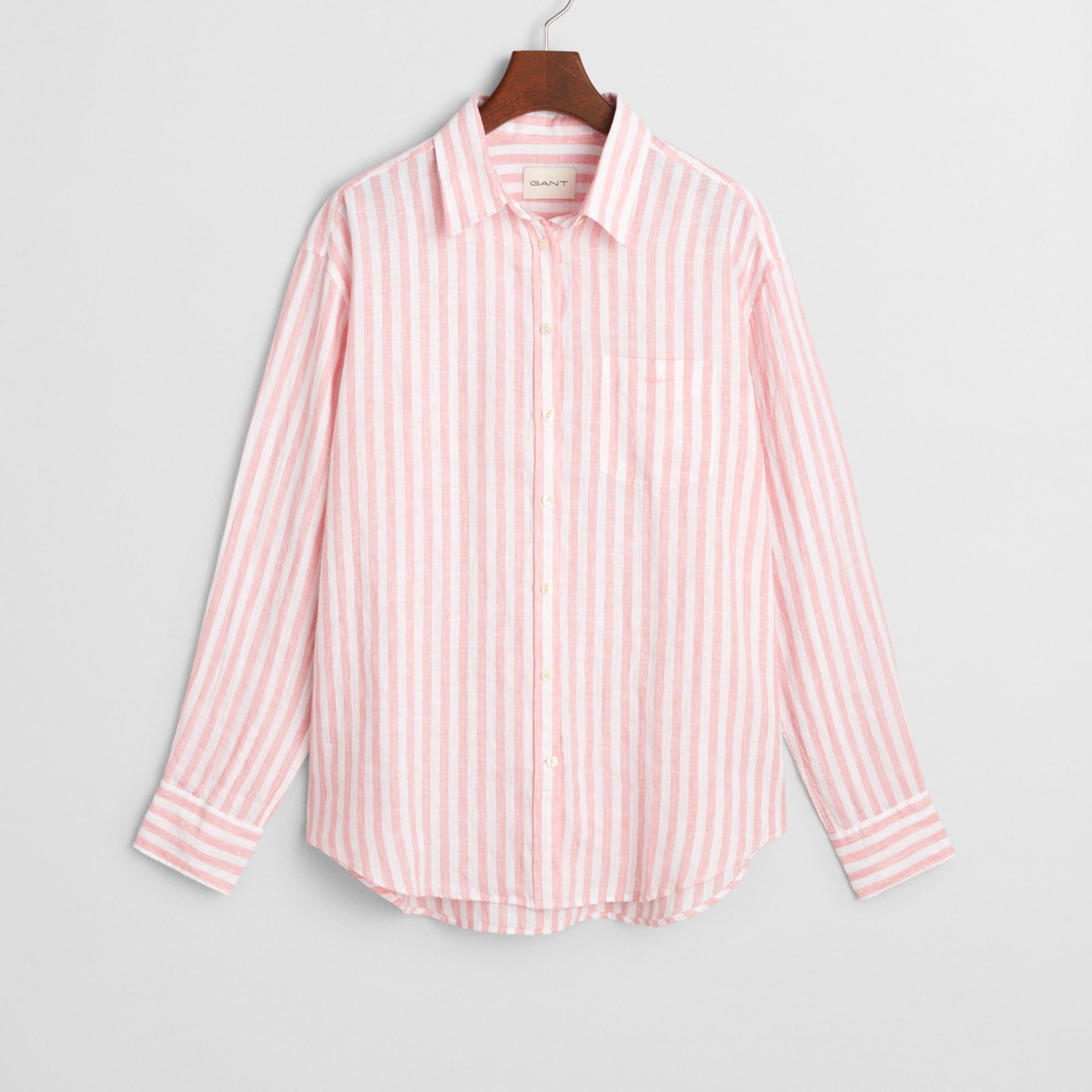 GANT Kadın Pembe Relaxed Fit Klasik Yaka Çizgili Gömlek