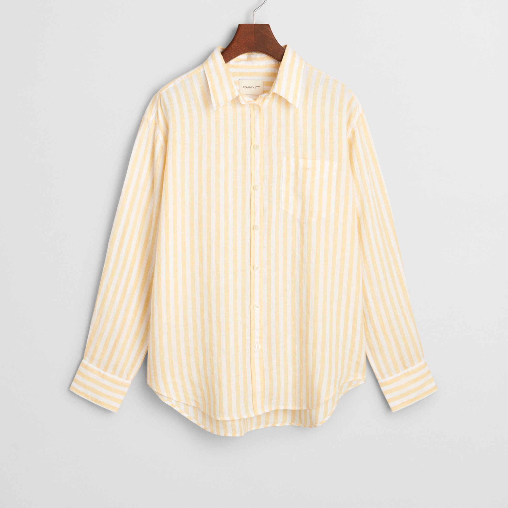 GANT Kadın Sarı Relaxed Fit Klasik Yaka Çizgili Gömlek