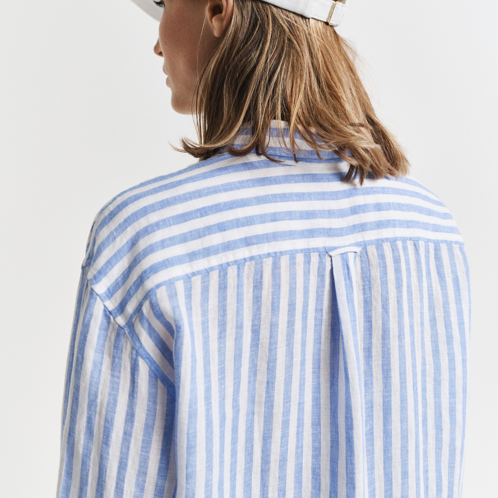 GANT Kadın Mavi Relaxed Fit Klasik Yaka Çizgili Gömlek