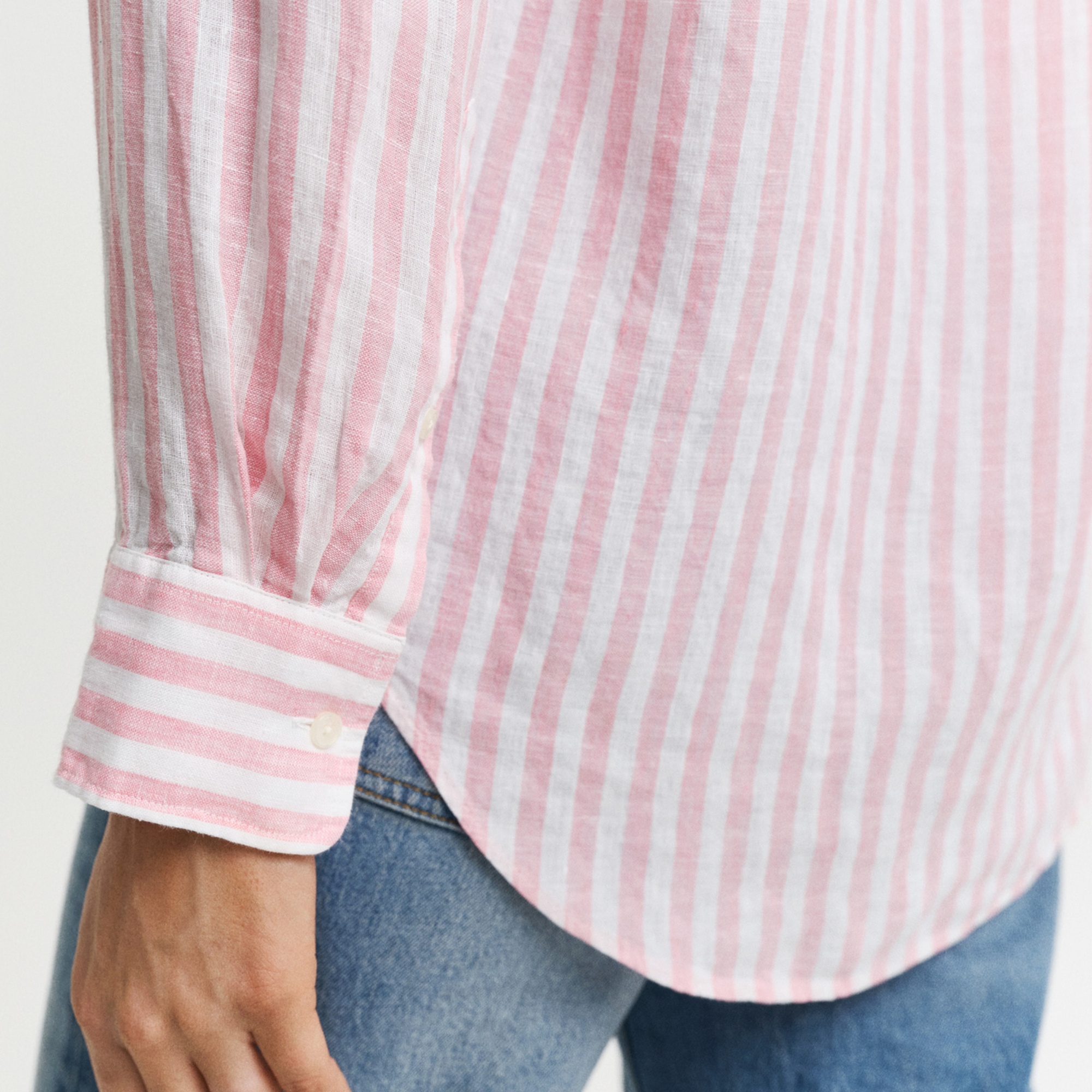 GANT Kadın Pembe Relaxed Fit Klasik Yaka Çizgili Gömlek