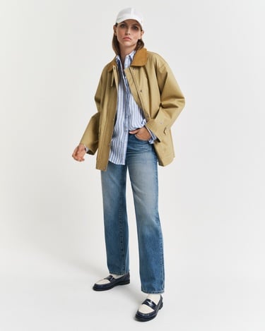  GANT Kadın Mavi Relaxed Fit Klasik Yaka Çizgili Gömlek