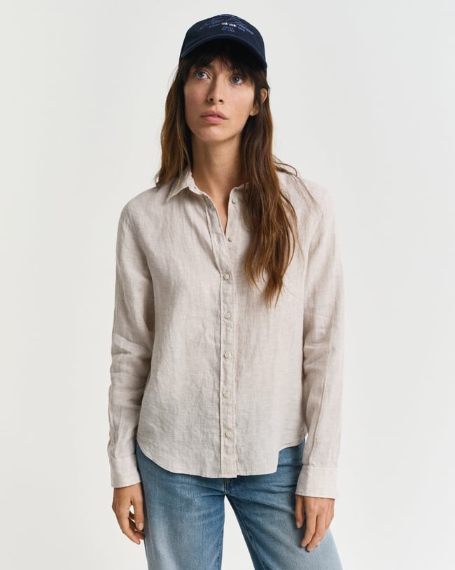  GANT Kadın Bej Regular Fit Klasik Yaka Gömlek